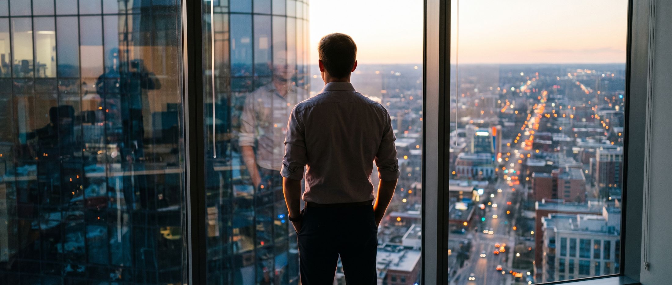 Overlooking the city at dusk