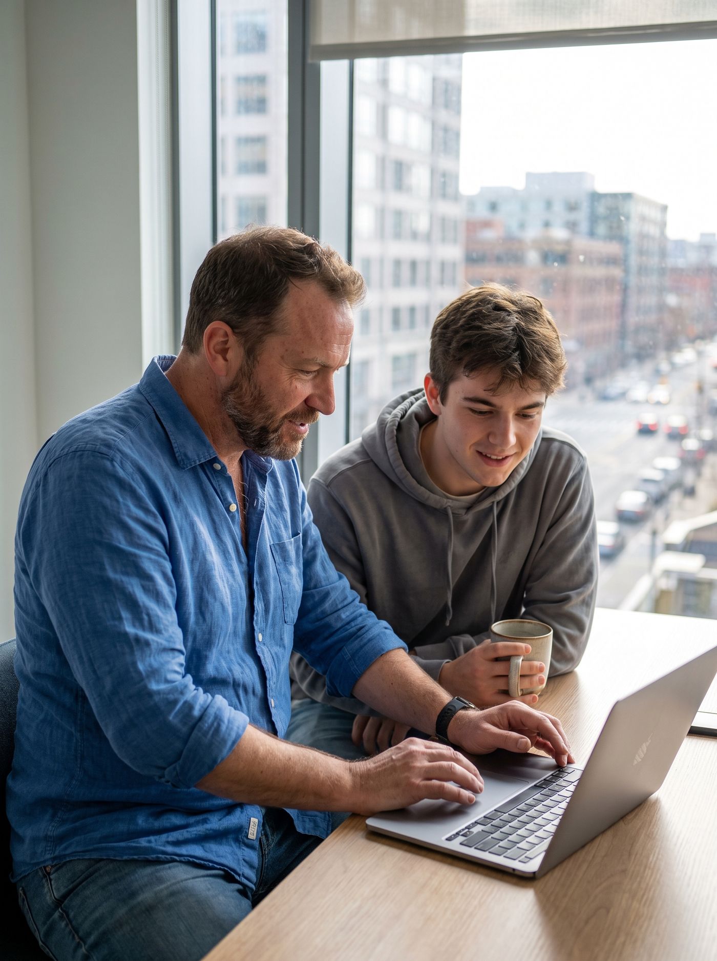 Mentor and agent at the laptop